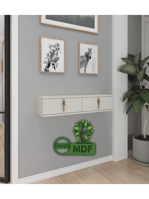 Normadia Bej Mdf Kapaklı Duvara Monte Dresuar, 2 Raflı, 90 Cm, Şık ve Fonksiyonel