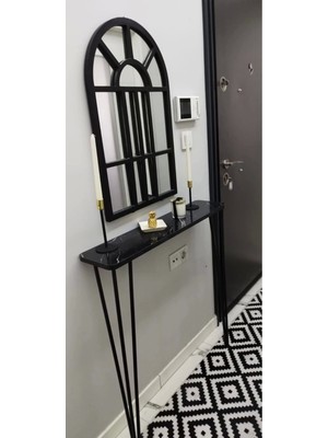 Normadia Şık Siyah Mermer Dresuar ve Ayak Seti, 100 Cm, Modern Tasarım