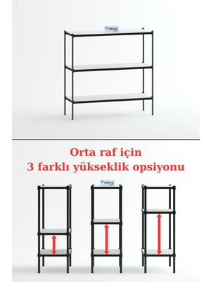 Normadia Çok Amaçlı 3 Katlı Ayarlanabilir Raflı Sehpa ve Organizer Seti