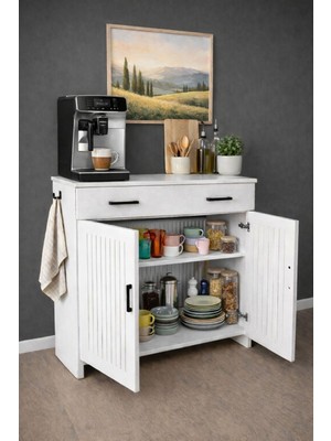 Normadia Derinlik 32 cm Çok Amaçlı Kapaklı Petek Üstü Kahve Köşesi Dolabı (100 Cm)