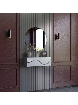 Normadia Şık 60CM Mdf Duvara Monte Kapaklı Dresuar, Makyaj ve Konsol Ruhu