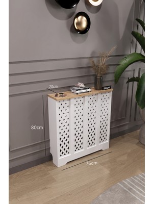 Normadia Beyaz ve Çam Tonlarında Şık, Petek Kaplama Modern Dresuar, Iç 76 cm