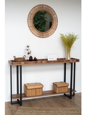 Normadia Şık 2 Katlı Ceviz Dresuar ve Vestiyer Rafı, Metal Iskeletli Tasarım