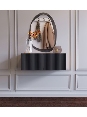 Normadia Şık Duvara Monte Makyaj ve Şifonyer Seti, 80 Cm, Modern Tasarım