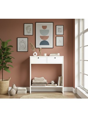 Normadia Şık Hol Dresuar, 80 Cm, 2 Kapaklı, Beyaz, Modern Tasarım