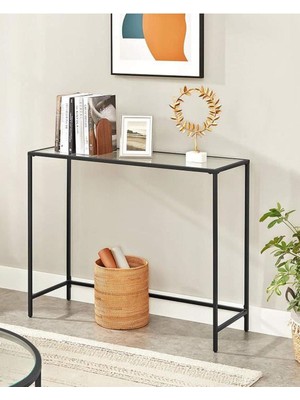 Normadia Modern Siyah Metal ve Cam Dresuar Konsol, Şık ve Fonksiyonel Tasarım