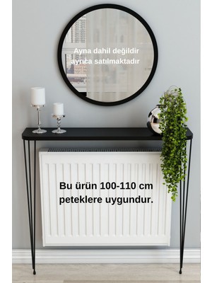 Normadia 120CM Siyah Oval Petek Üstü Raf Dresuar, Modern Tasarım