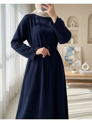 Modamorfo Beli Drapeli Çift Bağcıklı  Selanik Uzun Elbise -Laci