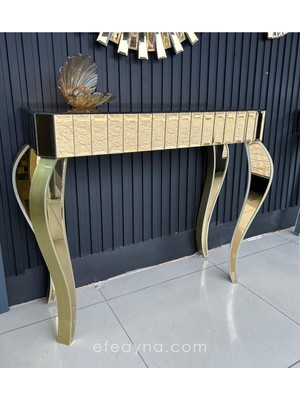 Normadia Şık ve Zarif Altın Detaylı Aynalı Dresuar, Modern Ev Dekoru Için Ideal