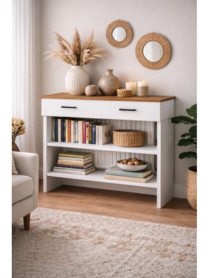 Normadia Petek Üstü Minimal Kahve Köşesi Dolabı ve Bohem Kahve Standı Seti