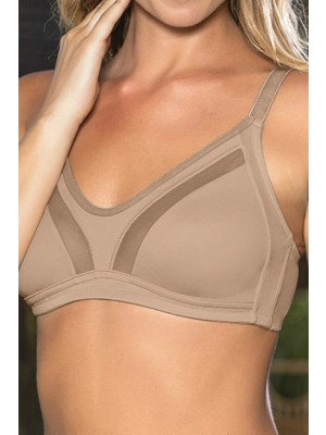 Giyim Büyük Beden Uyumlu Ten Tül Detaylı Günlük Sütyen, B,c Cup Balensiz Konforlu Sütyen