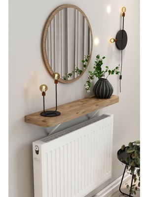 Normadia Şık Çam Kalın Kenar Petek Üstü Uçan Raf ve Dresuar, Duvar Montajsız, 120 cm