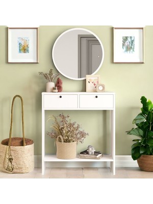 Normadia Şık Antre Hol Aynalı Dresuar, 2 Kapaklı Beyaz, Modern ve Işlevsel Tasarım