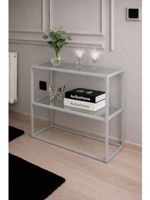 Normadia Şeffaf Cam ve Siyah Metal Modern Köşe Dresuar, Kahve Renkli Tasarım