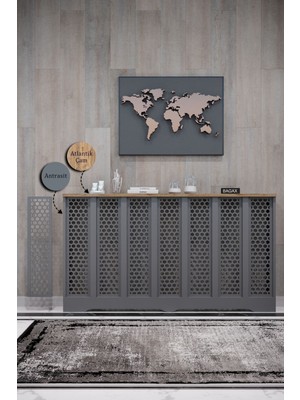 Normadia Antrasit ve Çam Renkli Bodrum Model Dresuar, Petek Kaplamalı, Şık Tasarım