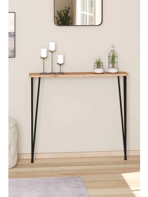 Normadia Şık Oval Dresuar, Atlantik Çam, 100CM, Siyah Ayak, Modern ve Zarif Tasarım