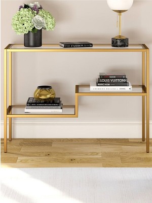 Normadia Şık Metal Çerçeveli Cam Raflı Modern Dresuar Konsol