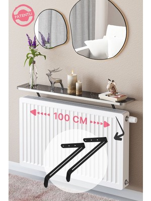 Normadia Şık Gümüş Renkli Petek Üstü Uçan Raf, 100X18 Cm, Oval Kesim