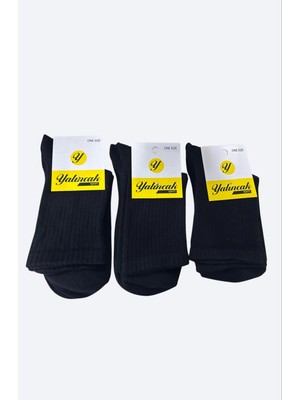 Giyim Yalıncak Yarım Konç Kolej Çorap Siyah Renk 6 Adet Desensiz Model