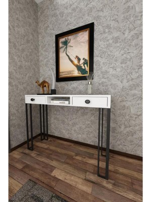 Normadia Şık 2 Çekmeceli Metal Dresuar, Beyaz Renkli ve Modern Tasarım