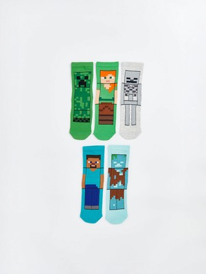 Lc Waikiki Yeni Sezon Minecraft Baskılı Erkek Çocuk Soket Çorap 5'li