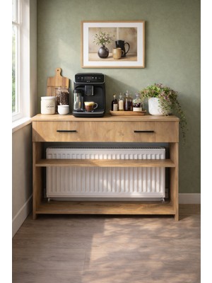 Normadia Petek Üstü Minimal Kahve Köşesi Dolabı ve Bohem Kahve Standı, 80 cm