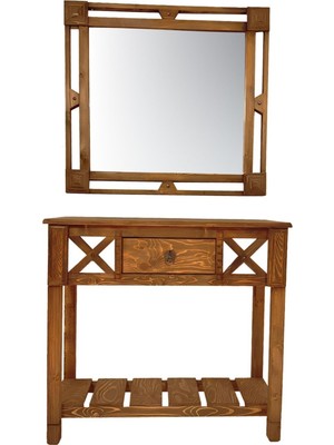 Normadia Şık Ahşap Aynalı Dresuar, Ceviz Renkli Antre ve Giriş Mobilyası
