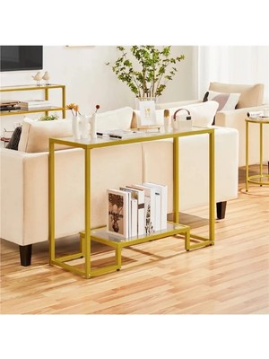 Normadia Modern Siyah Metal ve Temper Camlı Çok Amaçlı Konsol Takımı
