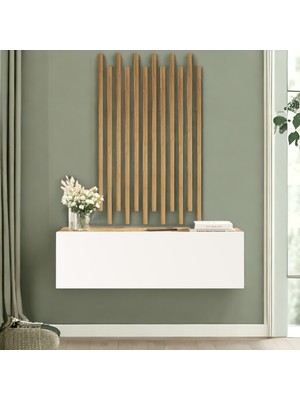 Normadia Modern Ahşap Çıtalı Dresuar Seti, Hol ve Antre Için Şık Tasarım