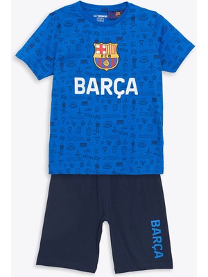 Lc Waikiki Yeni Sezon Bisiklet Yaka Barcelona Baskılı Erkek Çocuk Şortlu Pijama Takımı