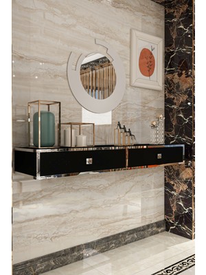 Normadia Modern 120 cm Siyah Dresuar, Gümüş Bant Detaylı, Şık ve Fonksiyonel Tasarım