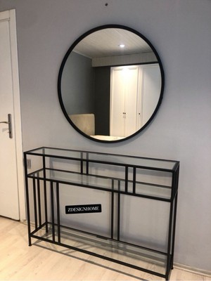 Normadia Şık 90 Çap Ayna ve 120X25X85 cm Dresuar Takımı, Modern Tasarım