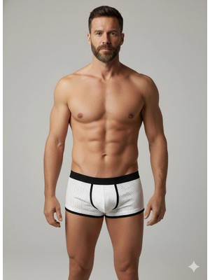Giyim Erkek Beyaz Biyeli File Boxer