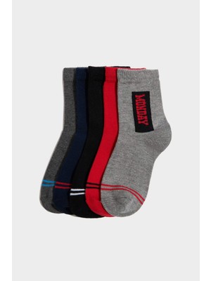 DeFacto Baskılı 5'li Pamuklu Uzun Çorap Erkek Çocuk G2038A8NS