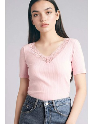 DeFacto %100 Pamuk Slim Fit Fitilli Kaşkorse Tişört G9665AX26SP