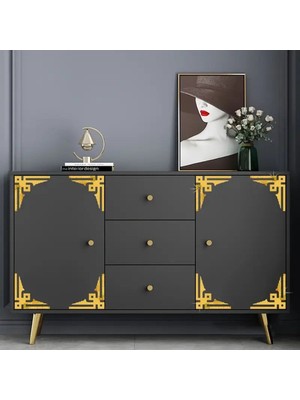 Normadia Şık Pleksi Köşe Süsü 4'lü Set, Yapışkanlı, Modern Dekorasyon Aksesuarı