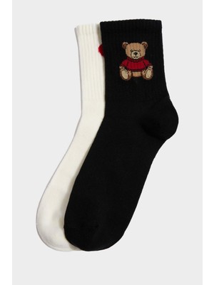 DeFacto Kadın Ayıcıklı 2'li Pamuklu Uzun Çorap H3164AXNS