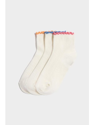 DeFacto Kız Çocuk 3lü Pamuklu Patik ÇORAP G3984A8NS
