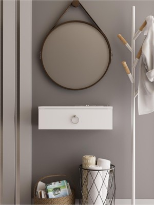 Normadia Modern Beyaz Duvara Monte Dresuar, Mdf Konsol ve Dekoratif Raf