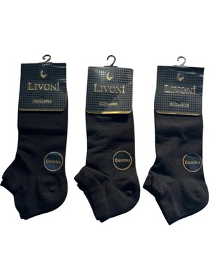 Giyim Livoni Dikişsiz Bambu Erkek Patik Çorap 3 Adet