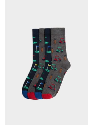 DeFacto Dikişsiz 4'lü Pamuklu Uzun Çorap Erkek Çocuk H1564A8NS