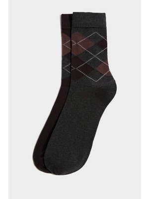 DeFacto Erkek Dikişsiz 2'li Pamuklu Uzun Çorap H1506AXNS