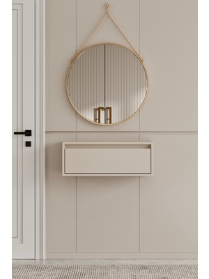 Normadia Şık Bej Mdf Duvara Monte Dresuar 90 Cm, Modern ve Fonksiyonel Tasarım