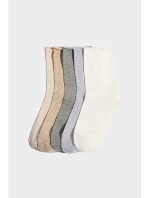 DeFacto Kadın 5'li Pamuklu Uzun Çorap H1829AXNS