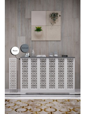 Normadia Modern Beyaz ve Antrasit Renkli Petek Kaplamalı Dresuar, 116 cm Iç Ölçü