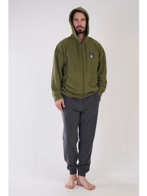 Giyim K304159 Polar Kapşonlu Düşük Omuz Erkek Pijama