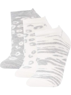 DeFacto Kadın Hayvan Desenli 3'lü Pamuklu Patik Çorap Z8625AZNS