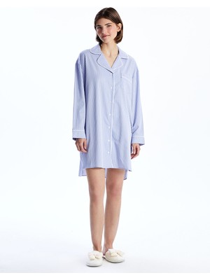 Lc Waikiki Yeni Sezon Gömlek Yaka Çizgili Kadın Gecelik