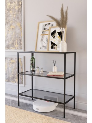 Normadia Modern Metal Dresuar Köşesi, Siyah ve Füme Cam Detaylarıyla Şık Tasarım