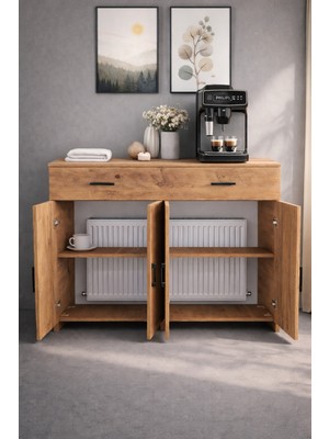 Normadia Derinlik 32 cm Çok Amaçlı Kapaklı Petek Üstü Kahve Köşesi Dolabı